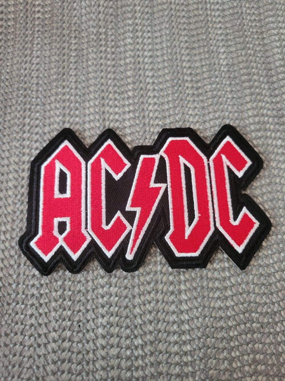 AC/DC Logo Embroidered Iron-On Patch Rock Band Music Badge Red & Black NEW